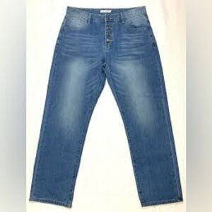 Misslook Button Fly Relaxed Leg Jeans Blue Size XL